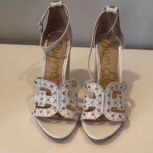 Sam Edelman White Crystal Embellished Heels